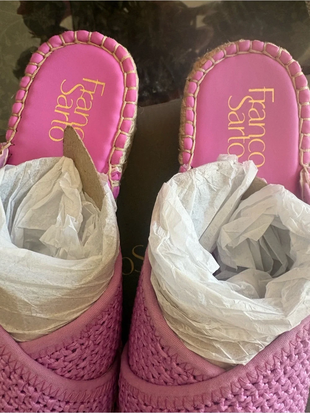 Franco Sarto 9 Lilac Woven Espadrille Slide Sandals
